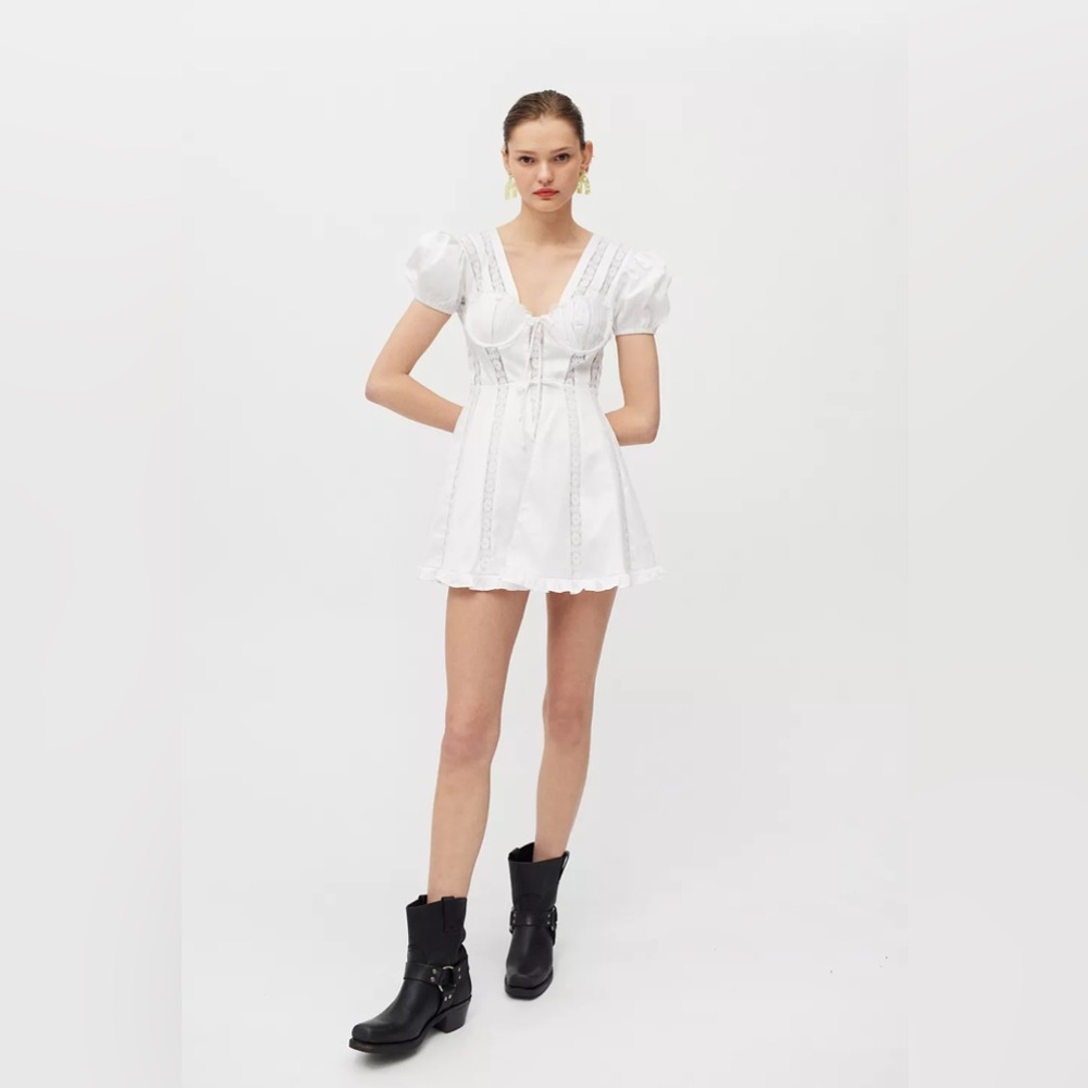 For Love & Lemons Maura Poplin Mini Dress Size Large - Picture 6 of 9